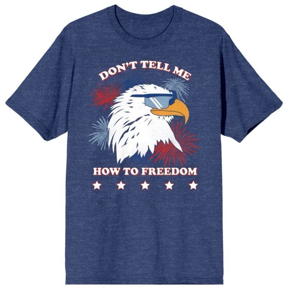 Bioworld Mens Americana Don't Tell Me How To Freedom Navy Heather T-Shirt Medium